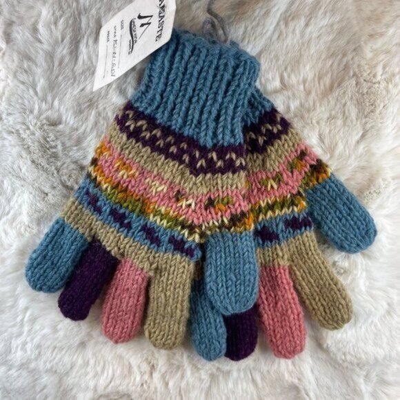 NWT Namaste Ganesh Himal Trading Co Hand Knit Mittens Gloves Peru - Picture 1 of 5